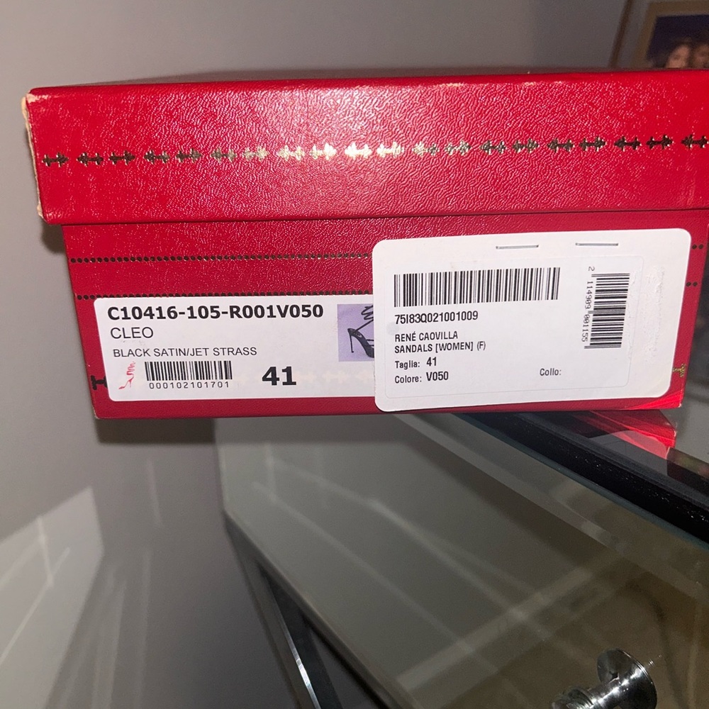 Rene Caovilla Black Satin Sandals
